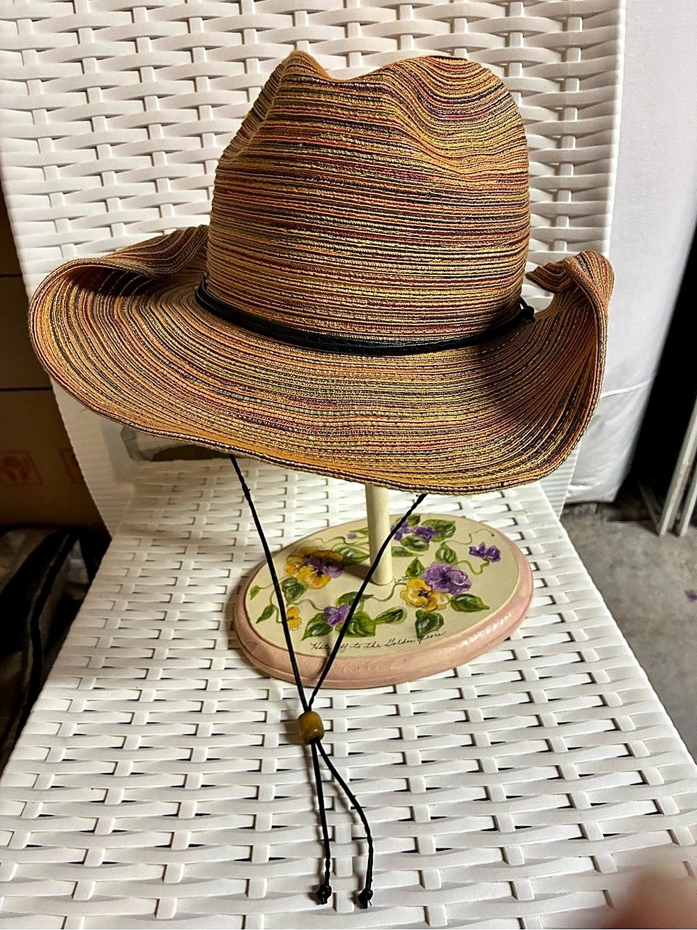 Scala Collection Striped Western Hat in multi colors. Like New